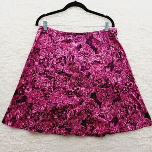 Skirt Flare Attention Pink Mums Floral Bold Romantic Bloomcore Y2K Chic Size 16